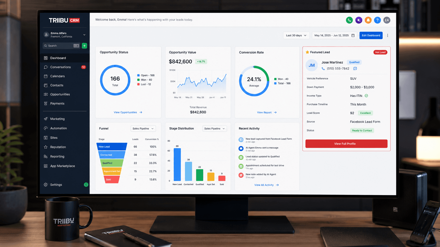 CRM lead card