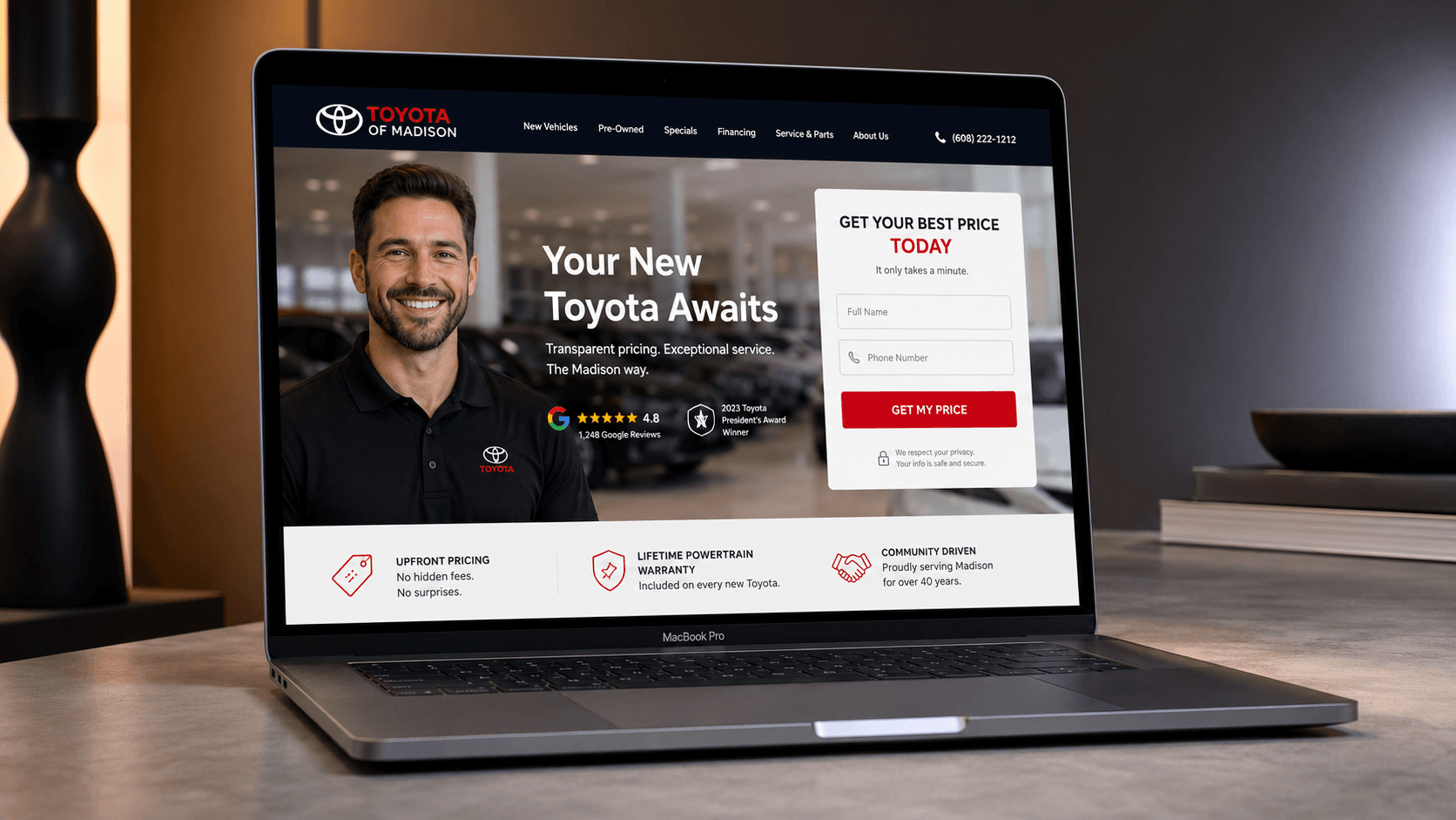 Dealership landing page